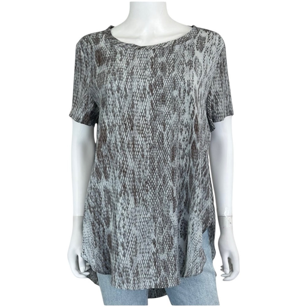 Acrobat 100% Silk Reptile Print Blouse Size L A0022